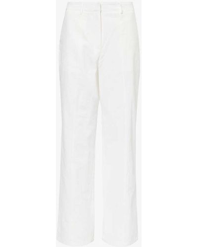 4th & Reckless Tilde Welt-pocket Straight-leg Mid-rise Cotton Trousers - White