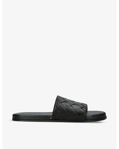 Bottega Veneta Sunday Intrecciato-weave Leather Slides - Black