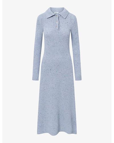Nué Notes Wesly Polo Collar Wool-blend Knitted Dress X - Blue