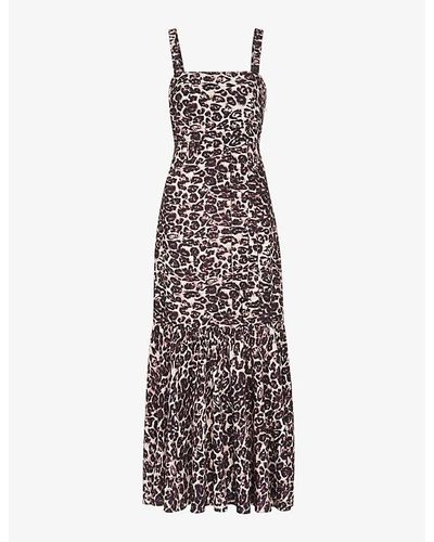 Whistles Eleta Leopard-print Woven Midi Dress - Multicolor