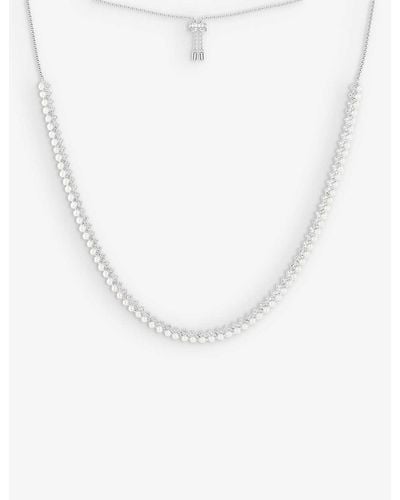 Apm Monaco Up And Down Sterling- And Zirconia Necklace - White