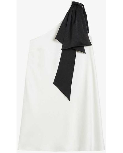 Ted Baker Midori Bow-embellished One-shoulder Woven Mini Dress - White
