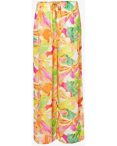 Seafolly Wonder Graphic-pattern High-rise Crepe Trouser - White