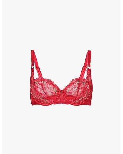Lounge Underwear Cecily Floral-embroidered Mesh Bra