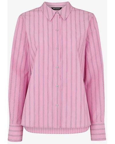 Whistles Relaxed-fit Striped Cotton-blend Shirt - Pink