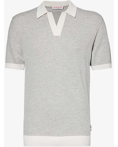 Orlebar Brown Horton Ribbed-trim Wool And Cotton-blend Polo Shirt X - White