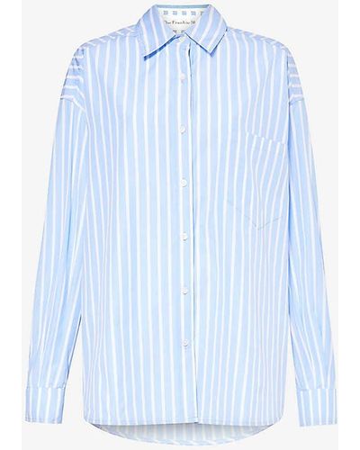 Frankie Shop Georgia Striped Cotton-blend Shirt - Blue