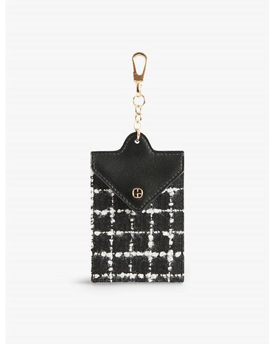 Claudie Pierlot Logo-plaque Leather And Tweed Card Holder - Black