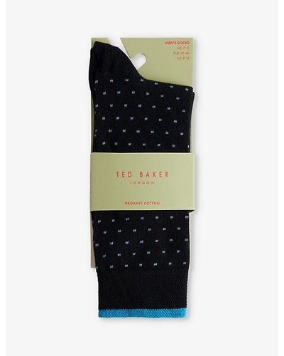 Ted Baker Sokkfff Spot-pattern Stretch-knit Socks - Black