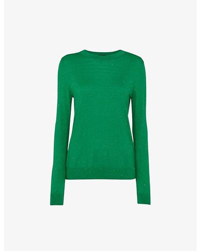Whistles Annie Glitter-embellished Knitted Sweater - Green