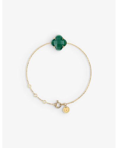 The Alkemistry Morganne Bello Clover 18ct Yellow-gold And Green Agate Bracelet - White