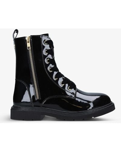 Carvela Kurt Geiger Strategy 2 Patent Faux-leather Boots - Black