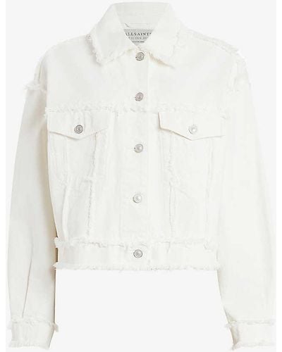 AllSaints Claude Frayed Organic-cotton Denim Jacket - White
