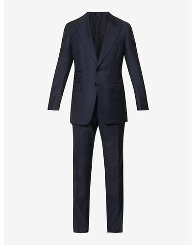 Tom Ford Single-breasted Double-vent Shelton-fit Wool-blend Suit - Blue