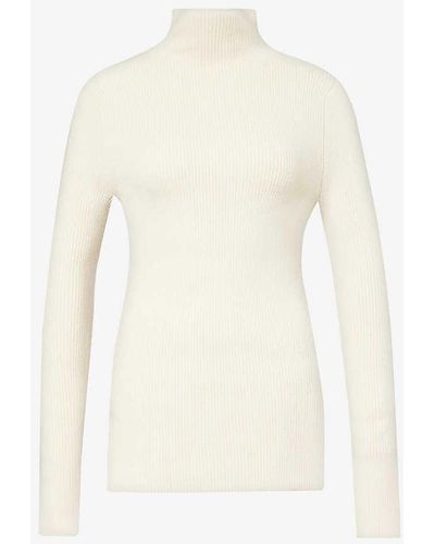 Lauren Manoogian High-neck Ribbed Alpaca Wool-blend Knitted Jumper - White