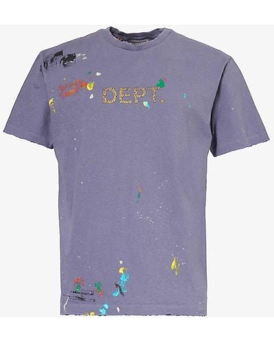 GALLERY DEPT. Paint-splatter Logo-embellished Cotton-jersey T-shirt X - Blue