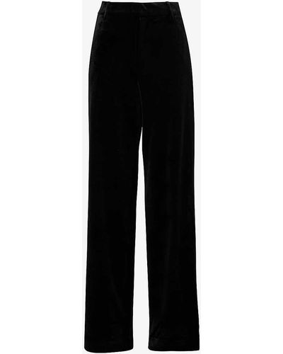 GOOD AMERICAN Regular-fit Mid-rise Velvet Trousers - Black
