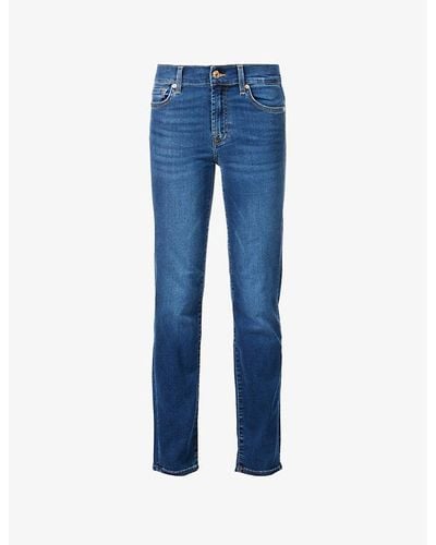7 For All Mankind Roxanne Slim-fit Mid-rise Stretch-denim Jeans - Blue