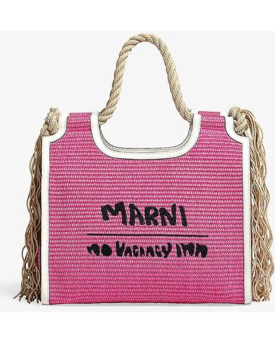 Marni X No Vacancy Inn Marcel Cotton-blend Raffia Tote Bag - Pink
