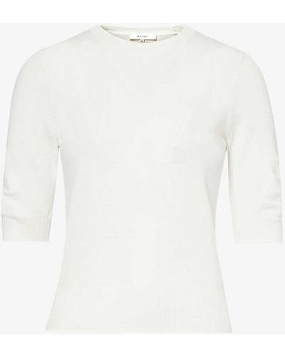 FRAME Gathered-sleeve Knitted Jumper - White