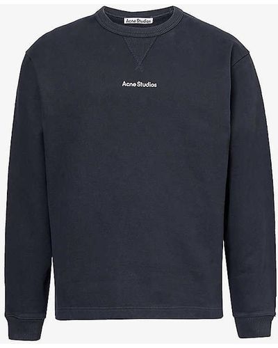 Acne Studios Branded Cotton-jersey Sweatshirt - Blue