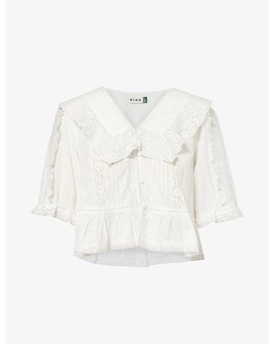 RIXO London Ellery Lace-trim Relaxed-fit Cotton Top - White