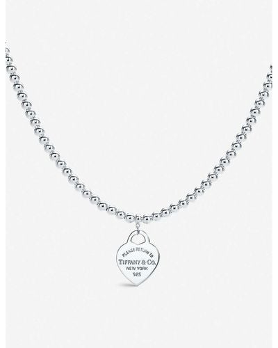 Tiffany & Co. Return To Tiffany Heart Tag In Sterling On A Bead Necklace - Natural