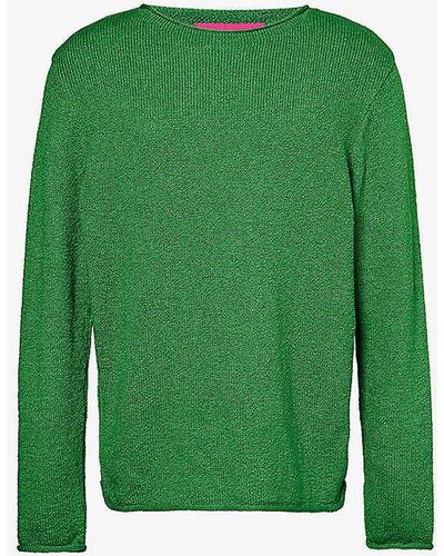 The Elder Statesman Solid Roll Crewneck Cotton-knit Jumper X - Green
