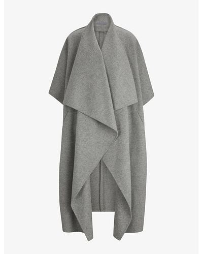 BOSS X Naomi Campbell Waterfall-front Wool Coat - Gray