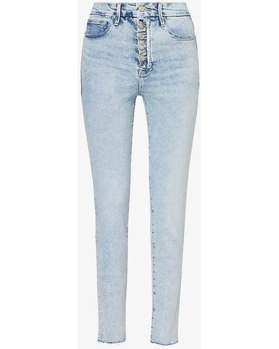 GOOD AMERICAN Good Legs Tapered-leg High-rise Stretch-recycled-denim Jeans - Blue