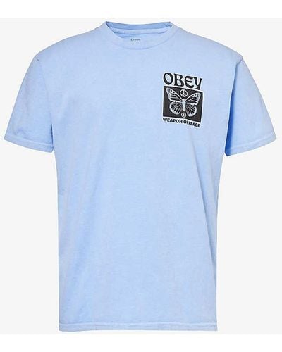 Obey Weapon Of Peace Cotton-jersey T-shirt - Blue