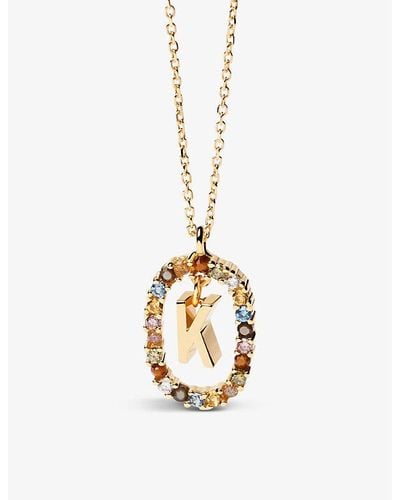 Pdpaola Initial K 18ct Yellow -plated Sterling-silver And Semi-precious Stones Pendant Necklace - Metallic