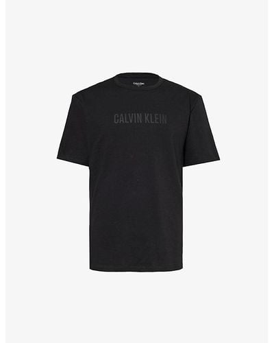 Calvin Klein Logo-print Crewneck Cotton-jersey T-shirt X - Black