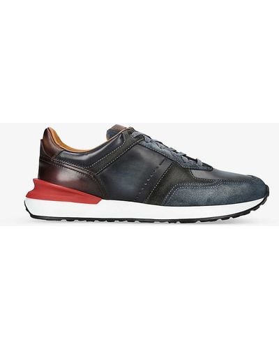 Magnanni Xl Grafton Leather And Suede Low-top Trainers - Multicolour