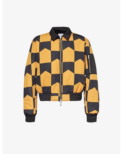 Rhude Chevron-print Quilted Shell Jacket - Yellow