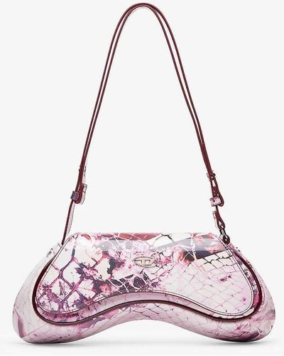 DIESEL Play Graphic-print Faux-leather Cross-body Bag - Pink