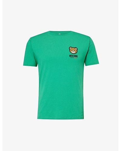 Moschino Bear-print Short-sleeved Stretch-cotton T-shirt - Green