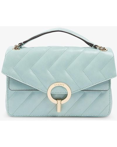 Sandro Yza Quilted Leather Shoulder Bag - Blue