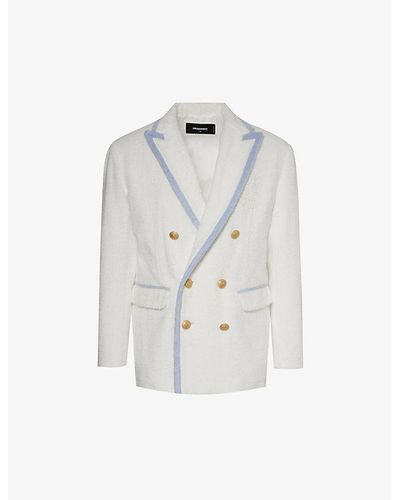 DSquared² White Sky Double-breasted Peak-lapel Cotton-towelling Jacket