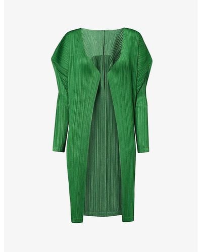 Pleats Please Issey Miyake February Regular-fit Knitted Cardigan - Green