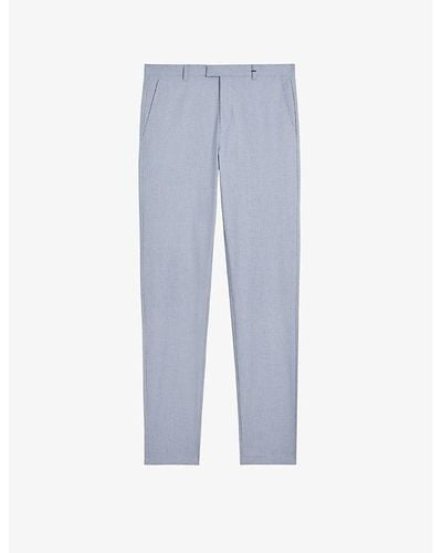 Ted Baker Portmay Irvine-shape Dogtooth-pattern Cotton Trousers - Blue