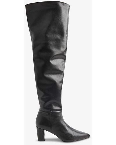 Whistles Inessa Heeled Leather Over-the-knee Boots - Black