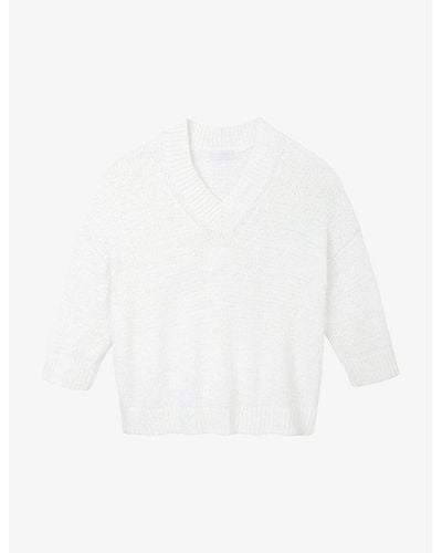 The White Company Three-quarter-length Sleeved Organic-cotton Blend Sweater X - White