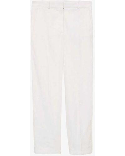 JOSEPH Trina Straight-leg Mid-rise Stretch Linen-blend Trousers - White