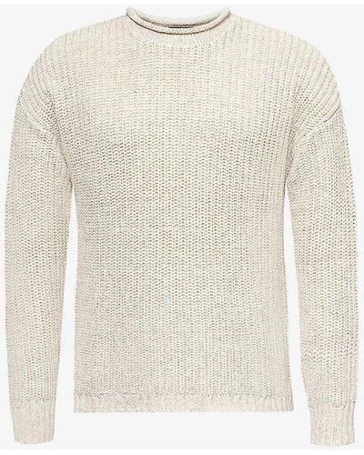 RRL Relaxed-fit Crewneck Cotton And Linen-bend Jumper - White