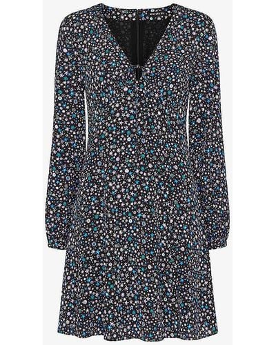 Whistles Painted Garden Floral-print Woven Mini Dress - Blue