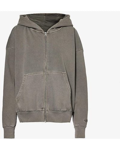 Lounge Underwear Zip-up Relaxed-fit Cotton-jersey Hoody - Grey