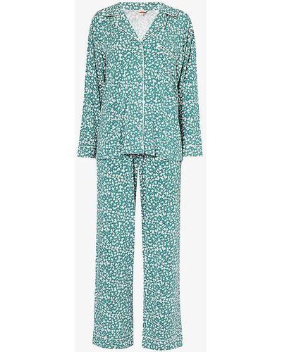 Eberjey Gisele Floral-pattern Stretch-jersey Pyjama Set - Blue