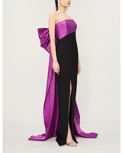 Rasario Sleeveless Bow-embellished Crepe Dress - Purple
