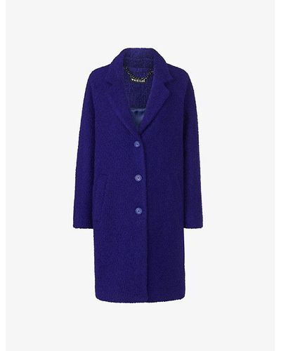 Whistles Anita Relaxed-fit Wool-boucle Coat - Blue